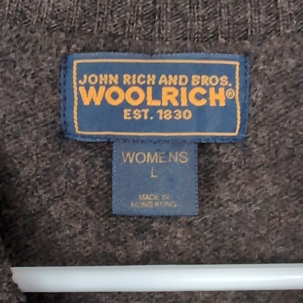 Woolrich Lambswool Brown Full Zip Sweater Vest Floral Beaded Applique Size Large - Picture 2 of 6